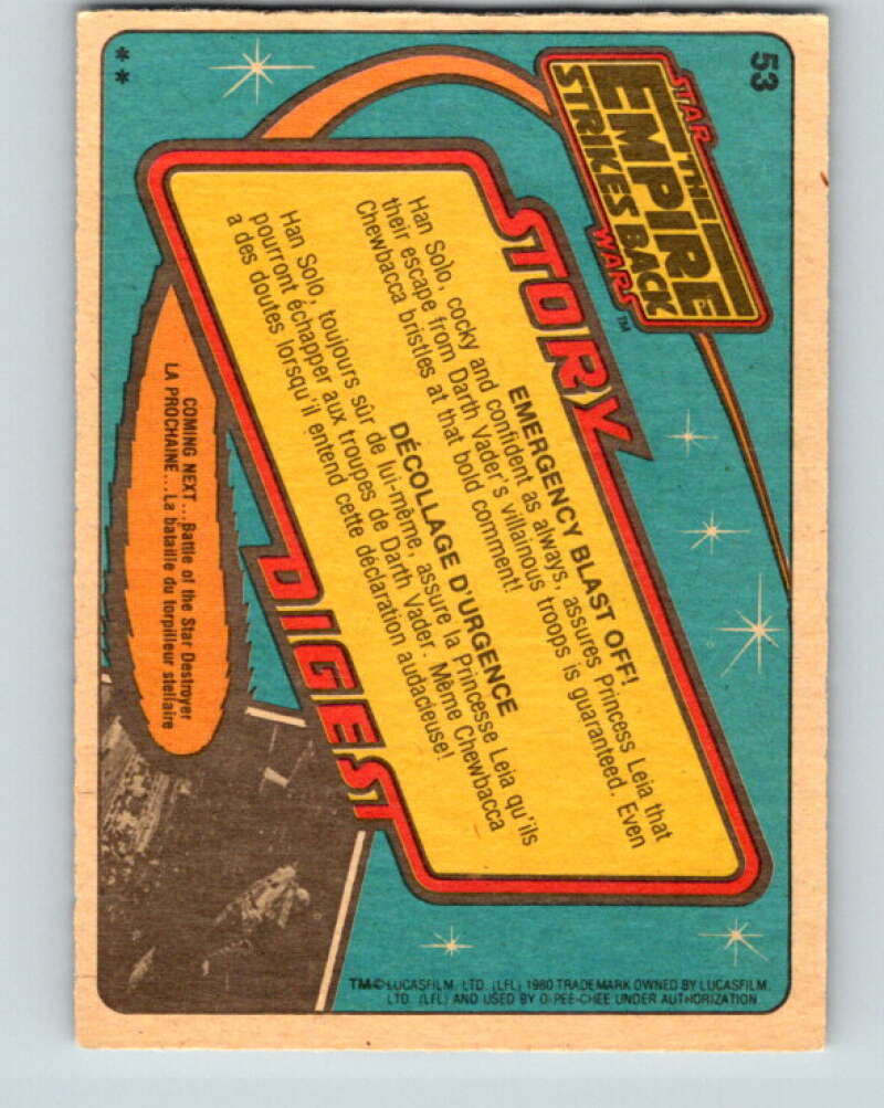 1980 OPC The Empire Strikes Back #53 Emergency Blast Off! V42896