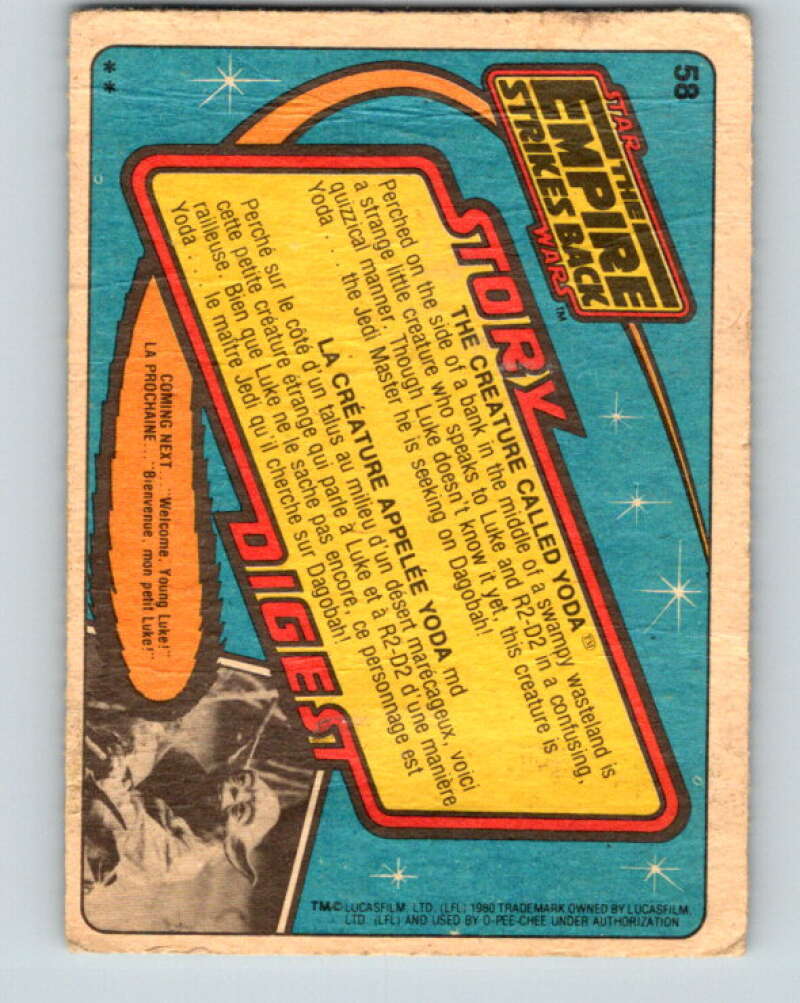 1980 OPC The Empire Strikes Back #58 The Creature Called Yoda V42910