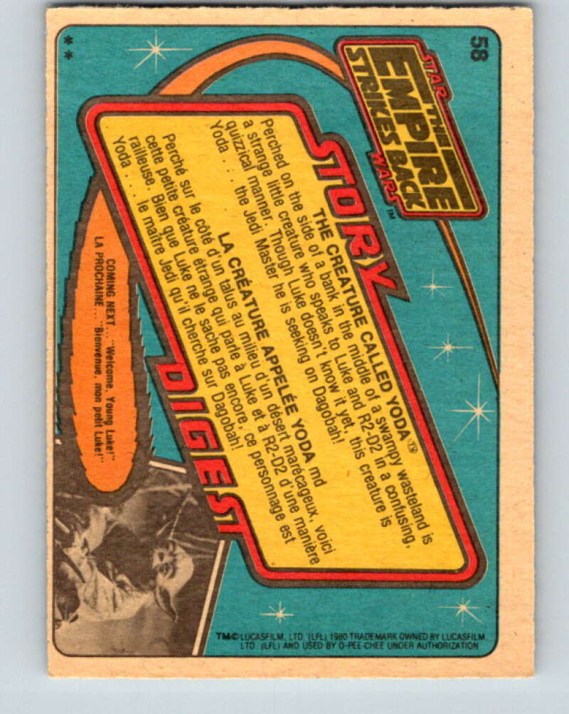 1980 OPC The Empire Strikes Back #58 The Creature Called Yoda V42911