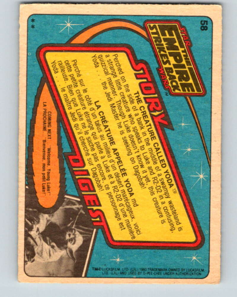 1980 OPC The Empire Strikes Back #58 The Creature Called Yoda V42912