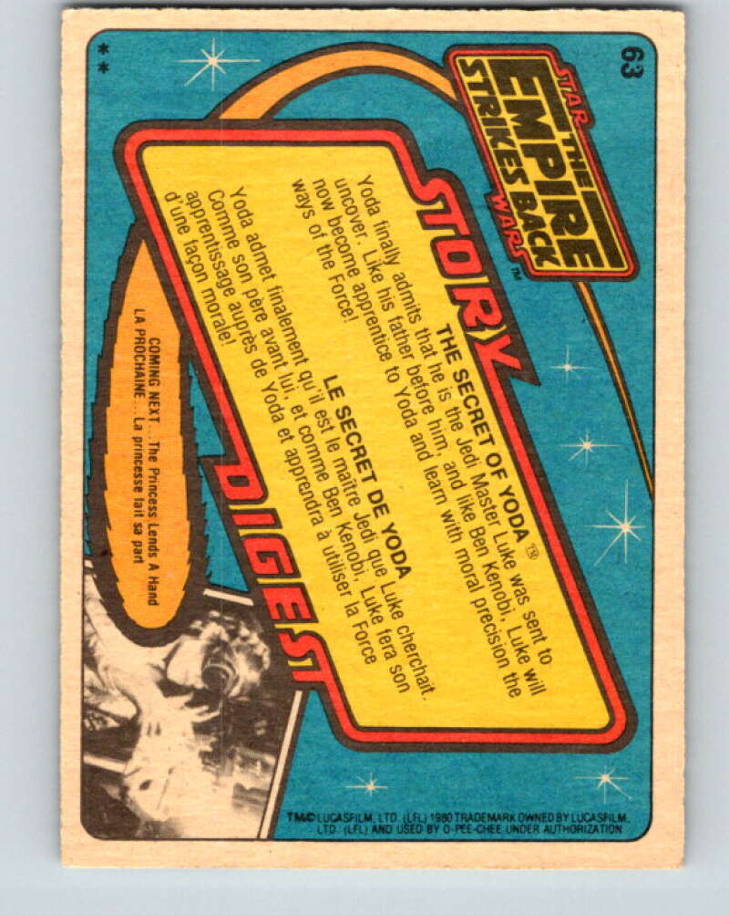 1980 OPC The Empire Strikes Back #63 The Secret of Yoda V42929