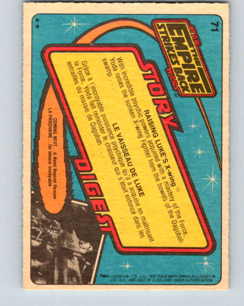 1980 OPC The Empire Strikes Back #71 Raising Luke's X-wing V42957