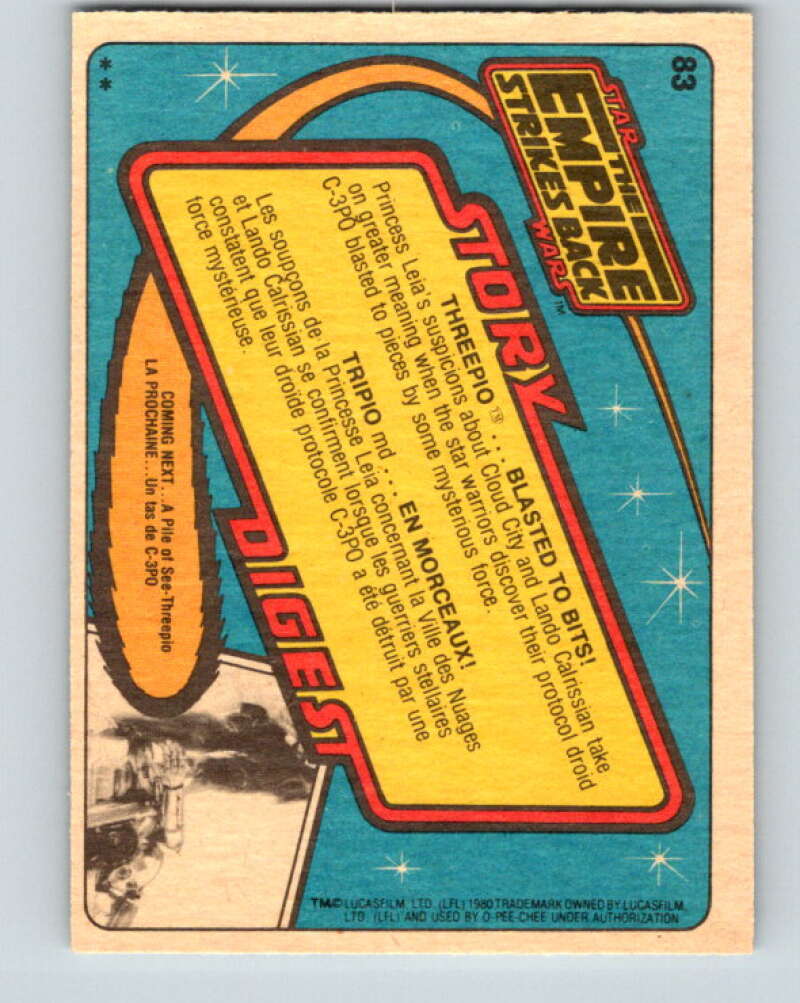 1980 OPC The Empire Strikes Back #83 Threepio...Blasted to Bits! V43001