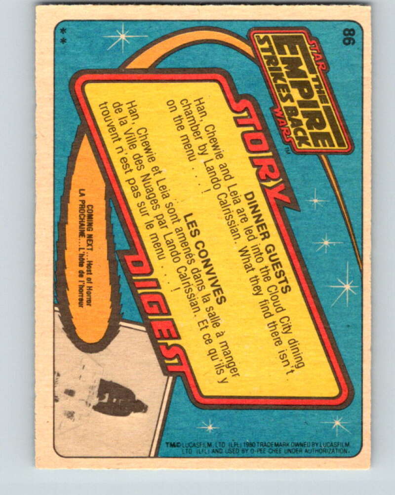1980 OPC The Empire Strikes Back #86 Dinner Guests V43009