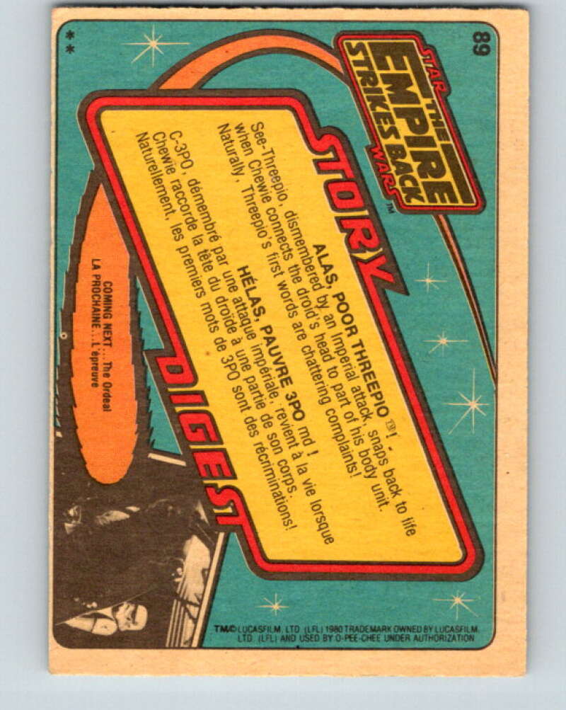 1980 OPC The Empire Strikes Back #89 Alas/Poor Threepio! V43016