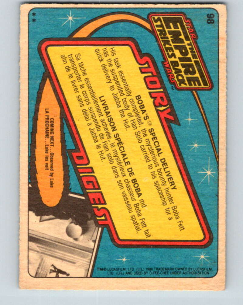 1980 OPC The Empire Strikes Back #98 Boba's Special Delivery V43044