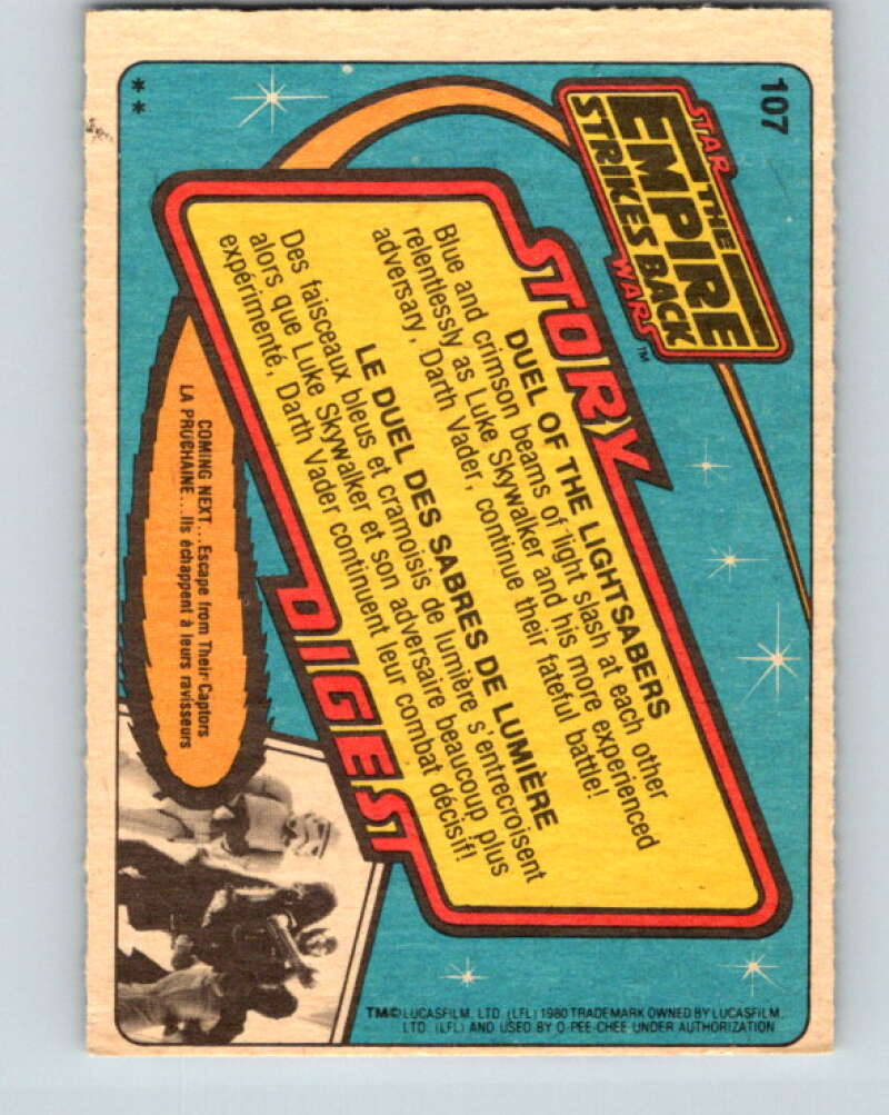 1980 OPC The Empire Strikes Back #107 Duel of the Lightsabers V43074