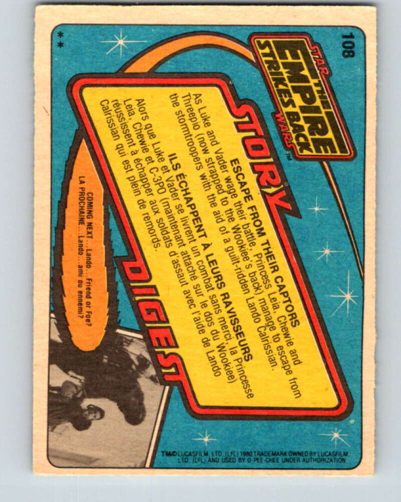 1980 OPC The Empire Strikes Back #108 Escape From Their Captors V43076