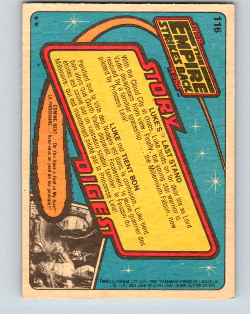 1980 OPC The Empire Strikes Back #116 Luke's Last Stand V43100