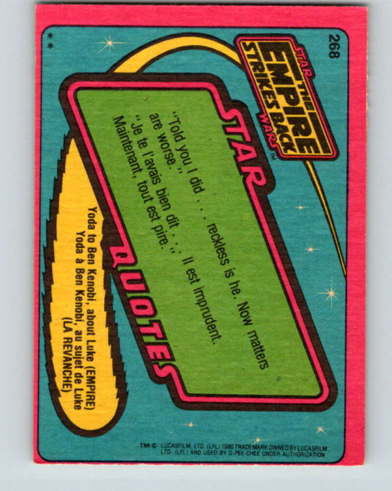 1980 OPC The Empire Strikes Back #268 Luke Skywalker V43165