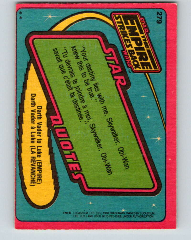 1980 OPC The Empire Strikes Back #279 Lando Calrissian V43181