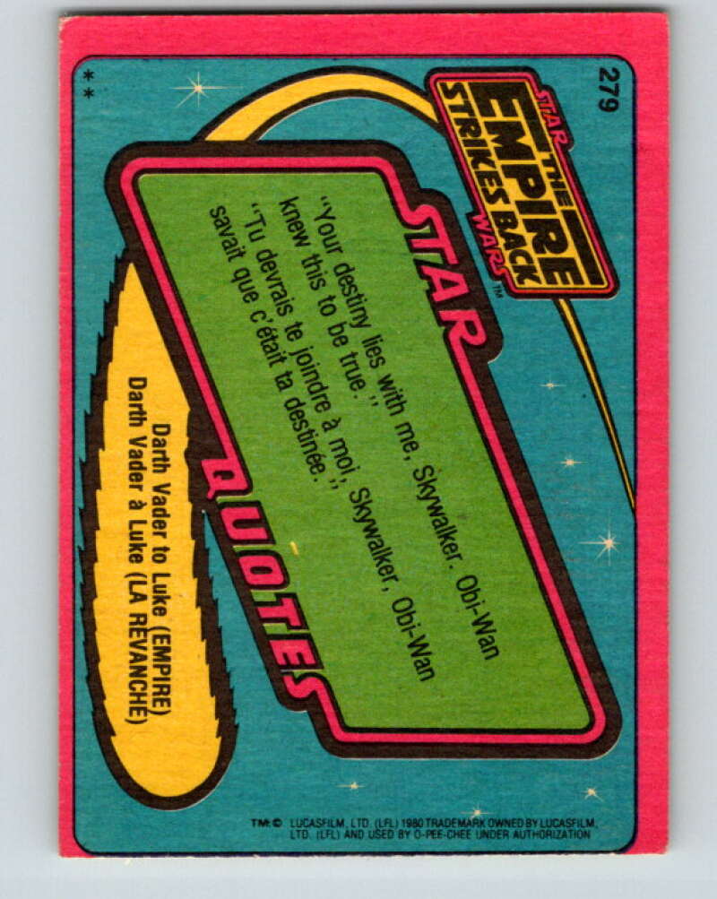 1980 OPC The Empire Strikes Back #279 Lando Calrissian V43182