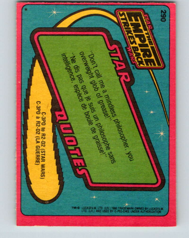 1980 OPC The Empire Strikes Back #290 Dodging Deadly Lasterblasts! V43200