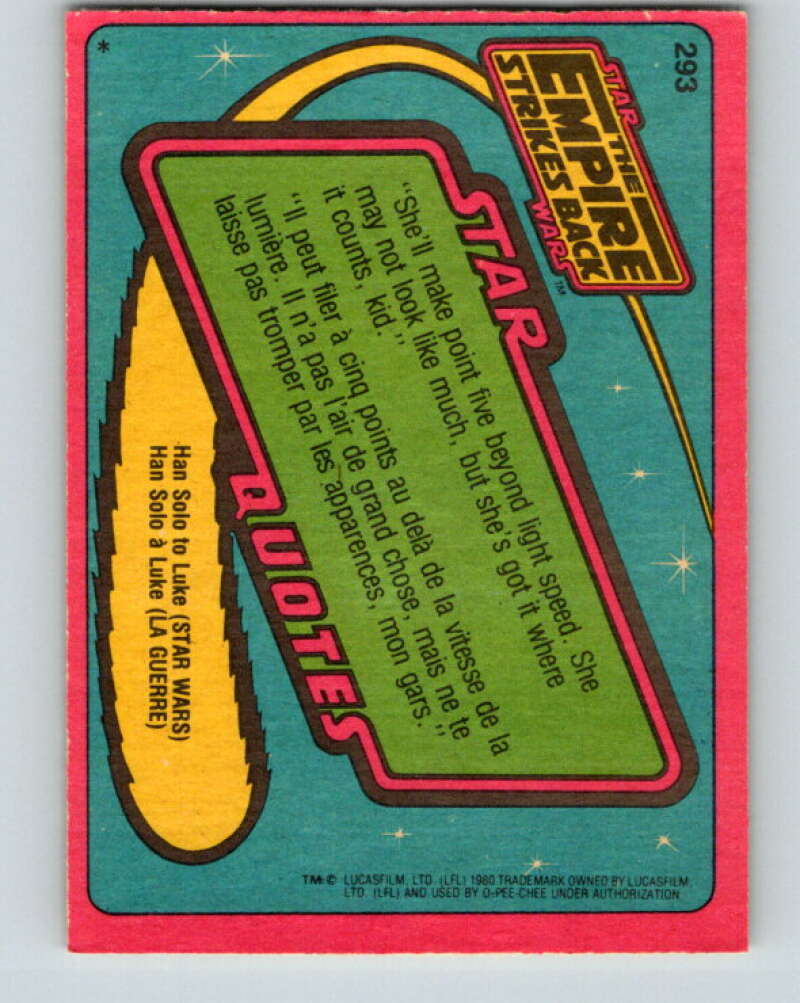 1980 OPC The Empire Strikes Back #293 hip Magnificent Rebel Stars V43203