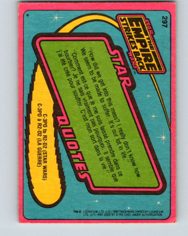 1980 OPC The Empire Strikes Back #297 Swamp Planet V43209