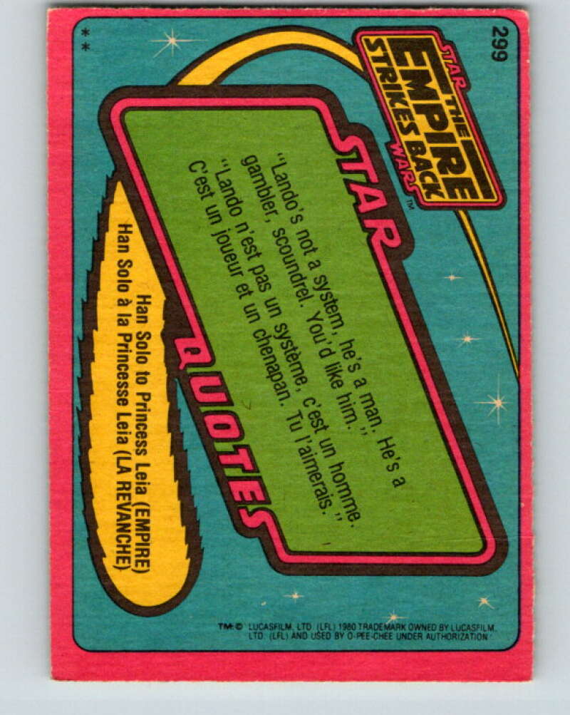 1980 OPC The Empire Strikes Back #299 Hostile World of Hoth V43211