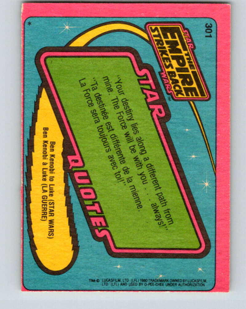 1980 OPC The Empire Strikes Back #301 Luke...Long Overdue! V43217