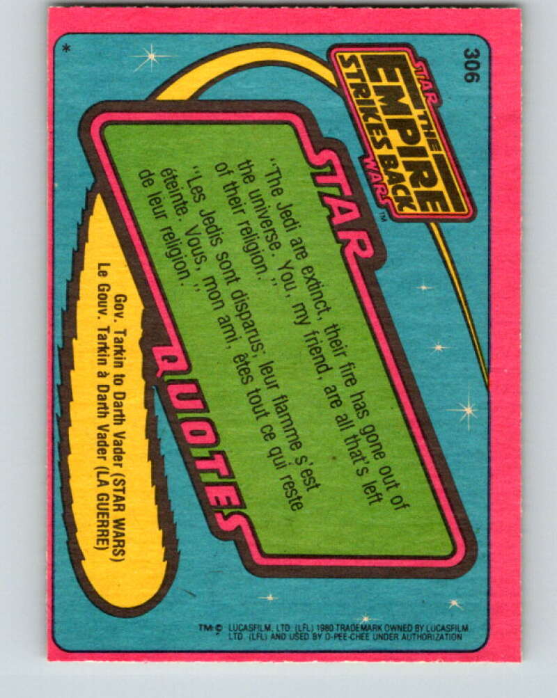 1980 OPC The Empire Strikes Back #306 Busy as a Wookiee! V43221