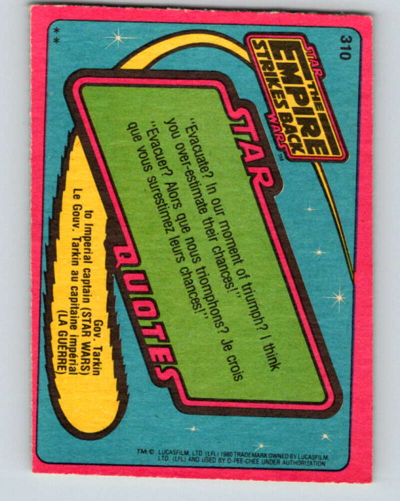 1980 OPC The Empire Strikes Back #310 Han on the Icy Wasteland V43226