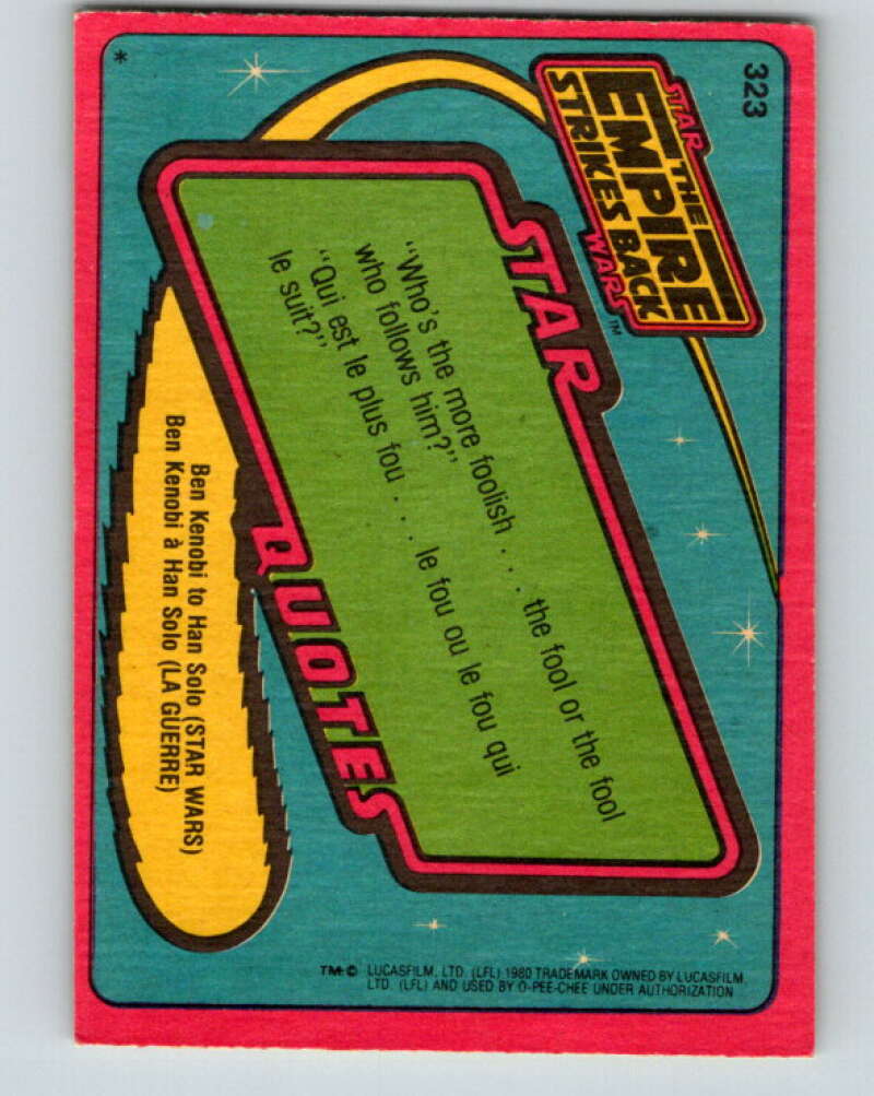 1980 OPC The Empire Strikes Back #323 Their Last Kiss? V43249