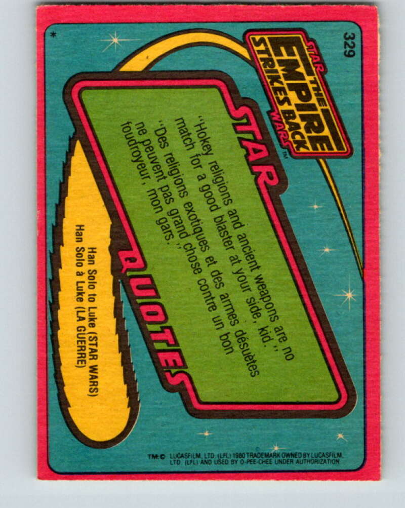 1980 OPC The Empire Strikes Back #329 Inside the Falcon V43259