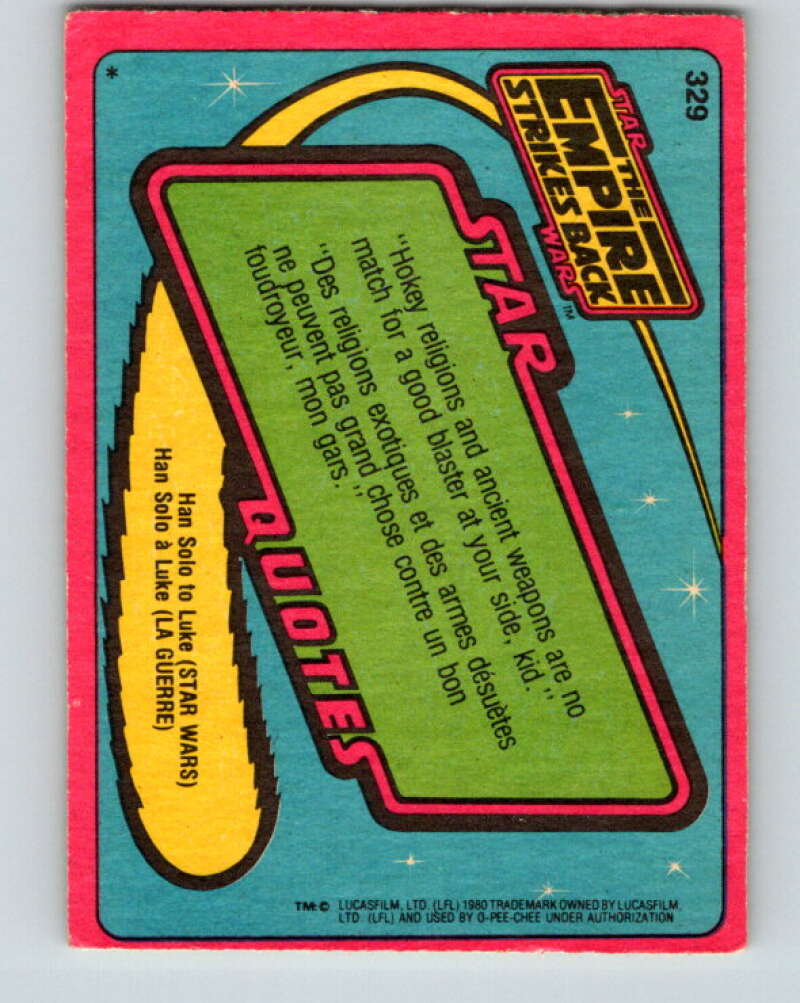 1980 OPC The Empire Strikes Back #329 Inside the Falcon V43261