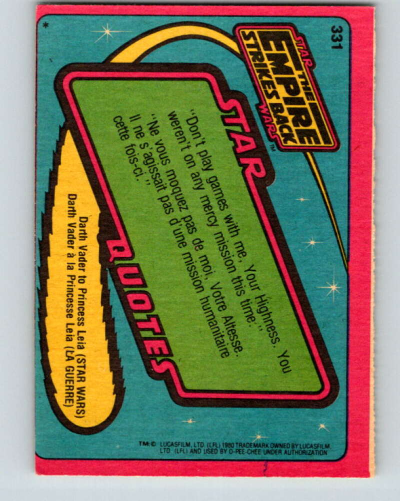 1980 OPC The Empire Strikes Back #331 Yoda's Instruction V43269
