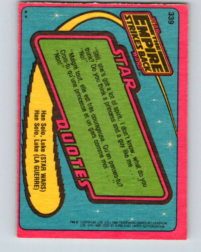 1980 OPC The Empire Strikes Back #339 Luke's Training V43280