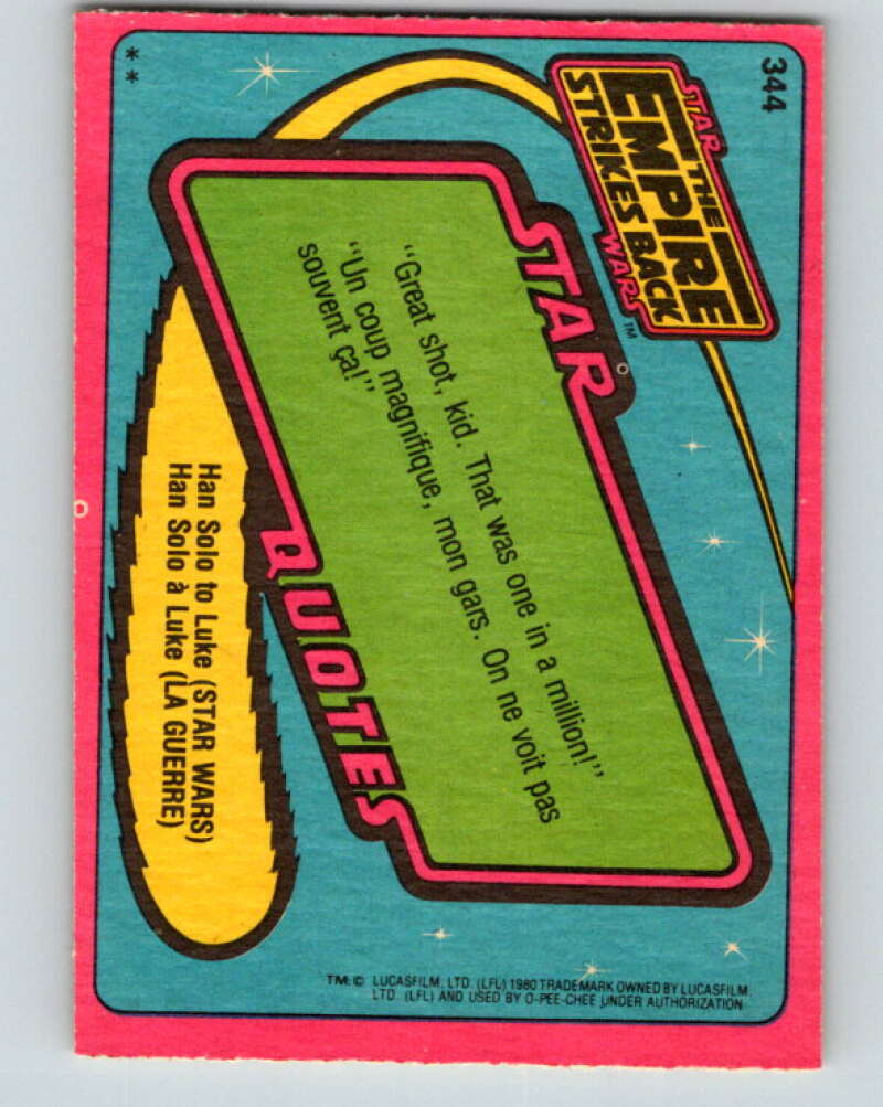 1980 OPC The Empire Strikes Back #344 Escape from Bespin V43290