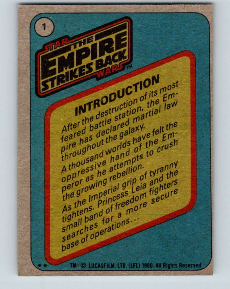 1980 Topps The Empire Strikes Back #1 Introduction V43304