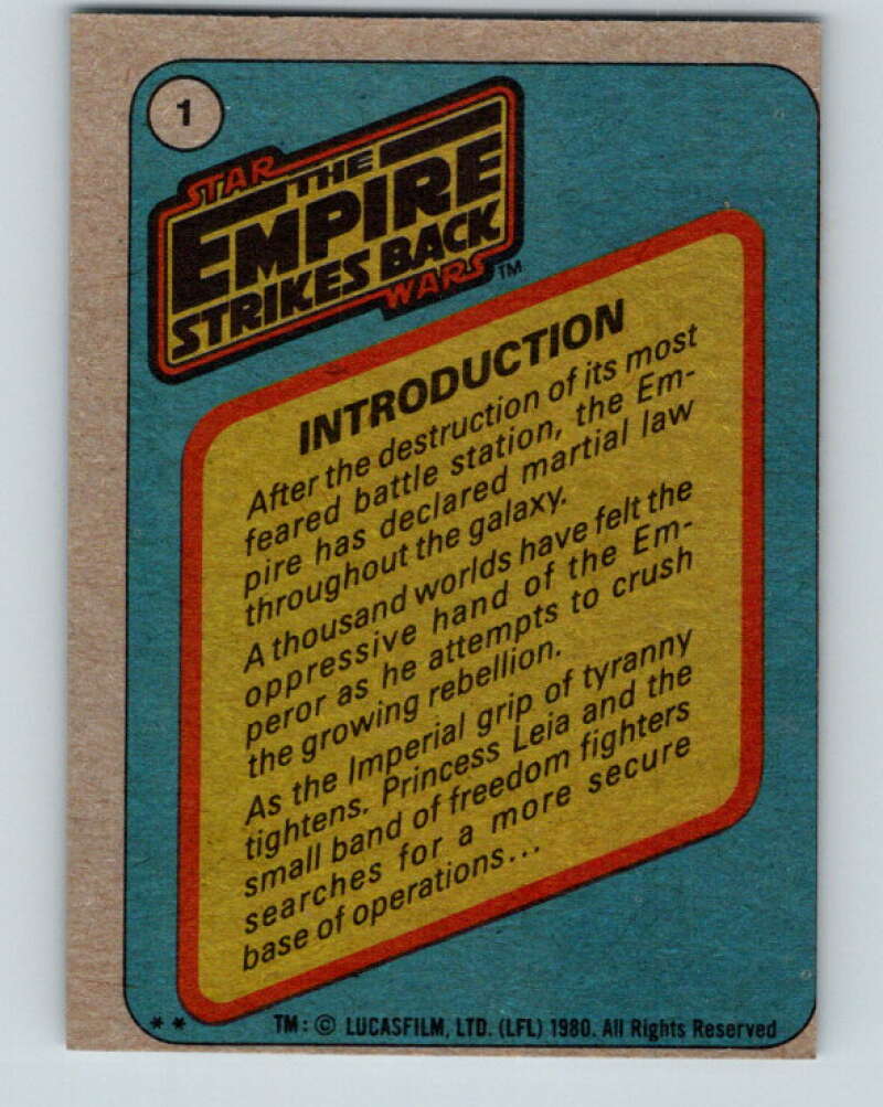 1980 Topps The Empire Strikes Back #1 Introduction V43305