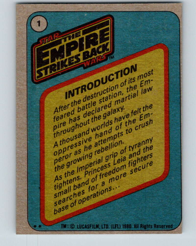 1980 Topps The Empire Strikes Back #1 Introduction V43306