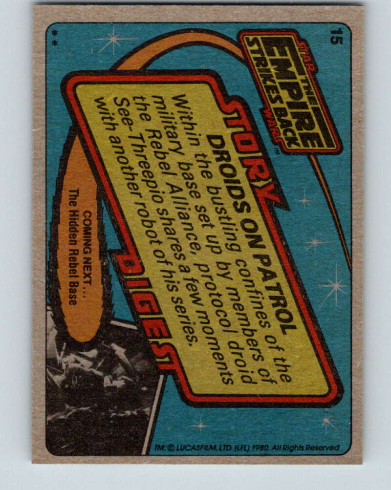 1980 Topps The Empire Strikes Back #15 Droids on Patrol V43332
