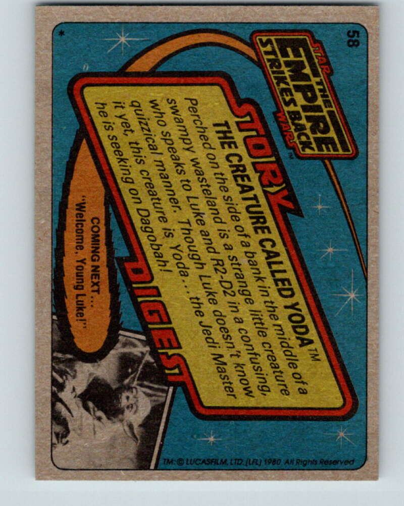 1980 Topps The Empire Strikes Back #58 The Creature Called Yoda V43423