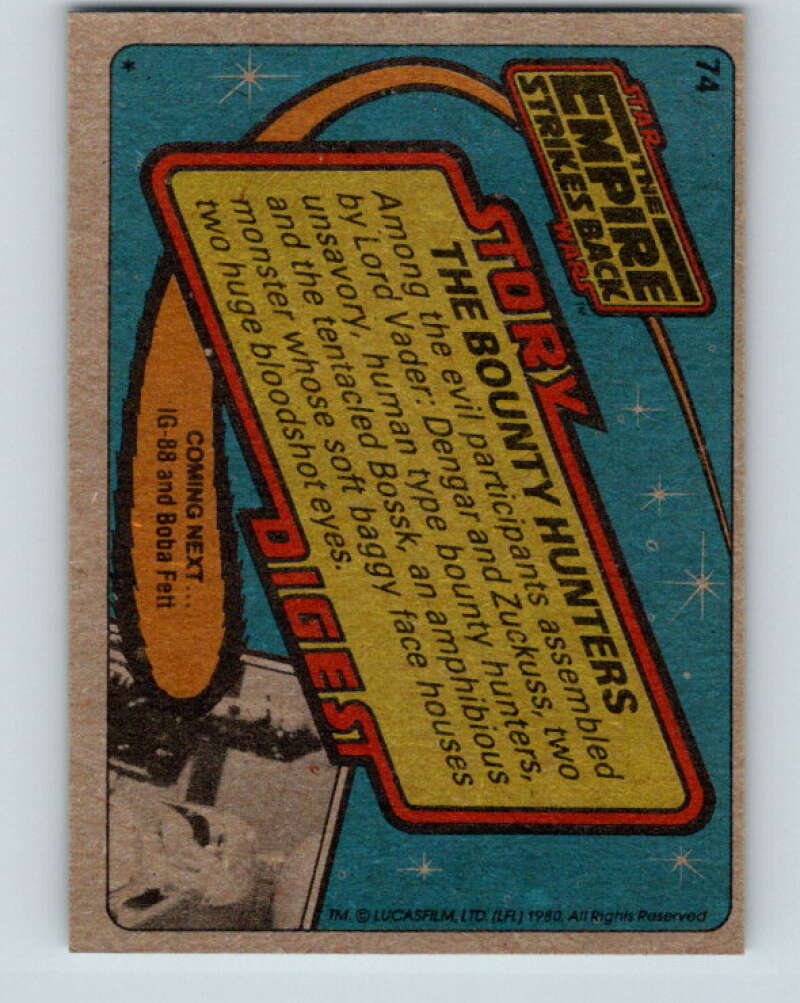 1980 Topps The Empire Strikes Back #74 The Bounty Hunters V43456