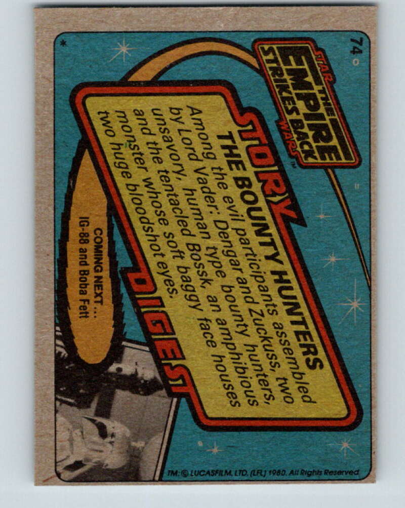 1980 Topps The Empire Strikes Back #74 The Bounty Hunters V43458