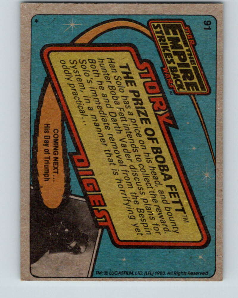 1980 Topps The Empire Strikes Back #91 The Prize of Boba Fett V43497