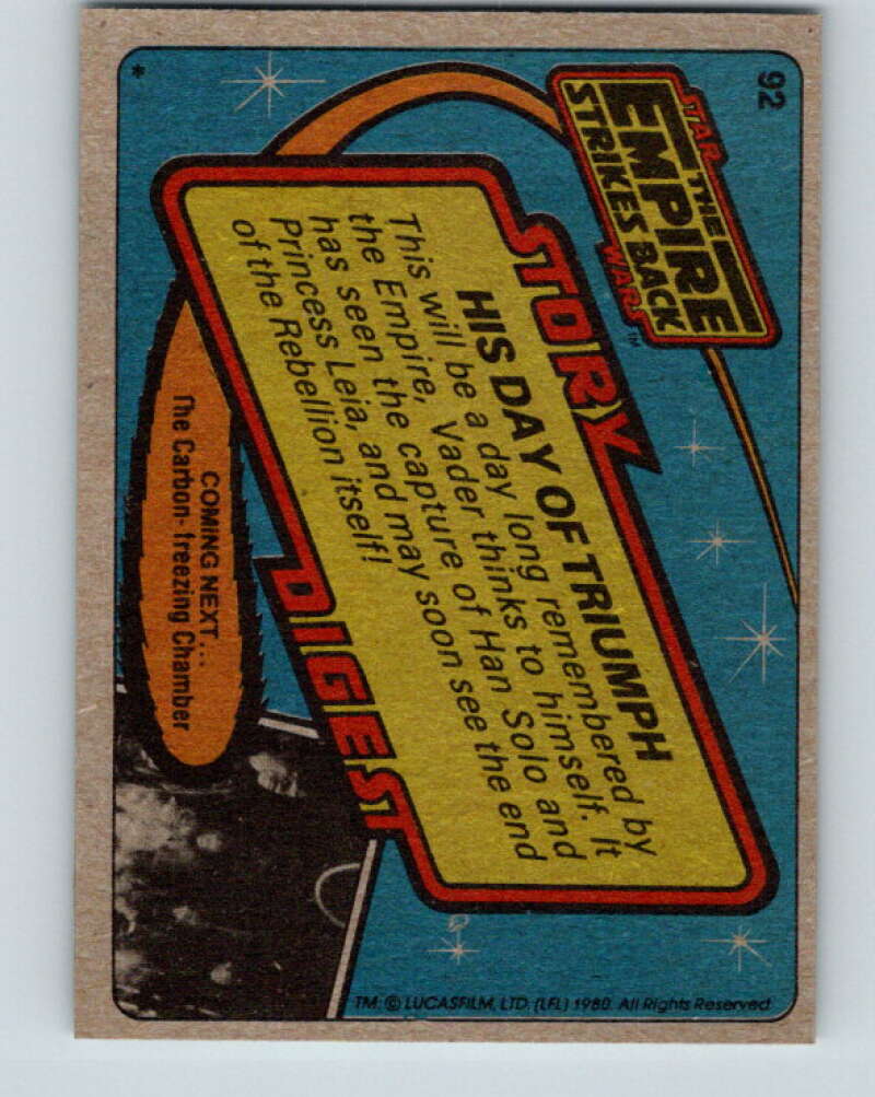 1980 Topps The Empire Strikes Back #92 His Day of Triumph V43498