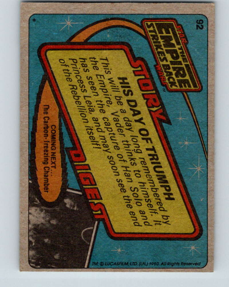 1980 Topps The Empire Strikes Back #92 His Day of Triumph V43500