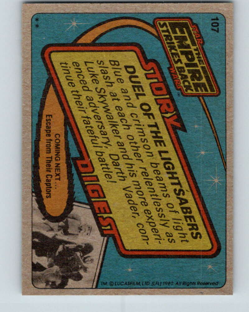 1980 Topps The Empire Strikes Back #107 Duel of the Lightsabers V43521