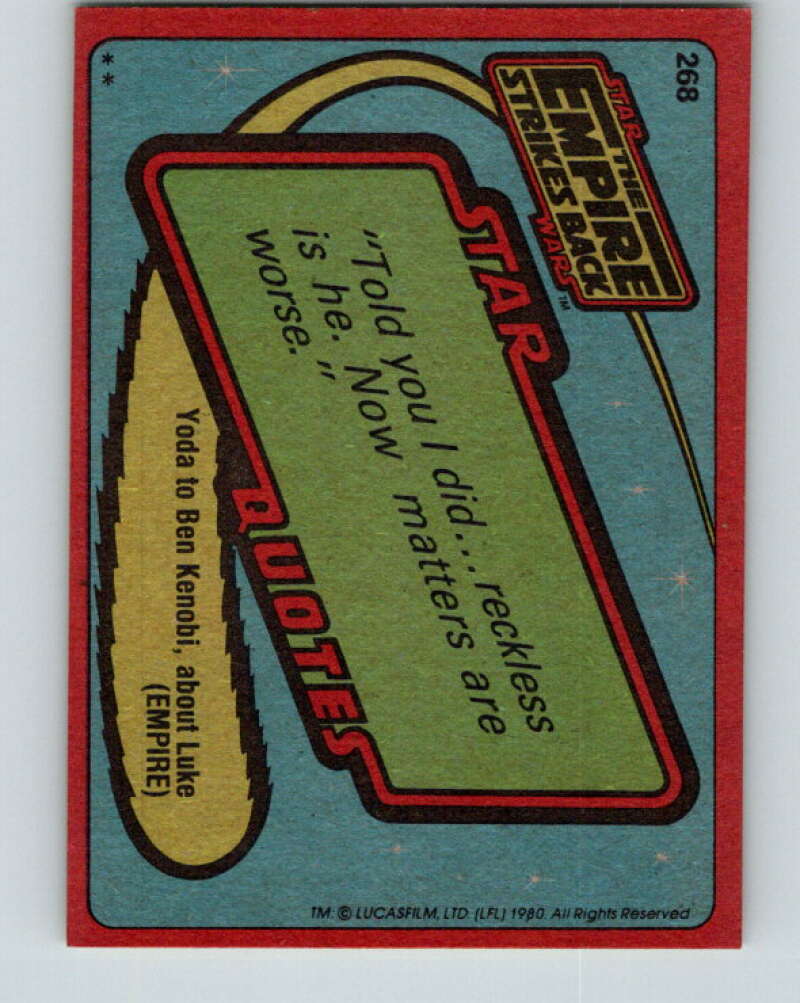 1980 Topps The Empire Strikes Back #268 Luke Skywalker V43599