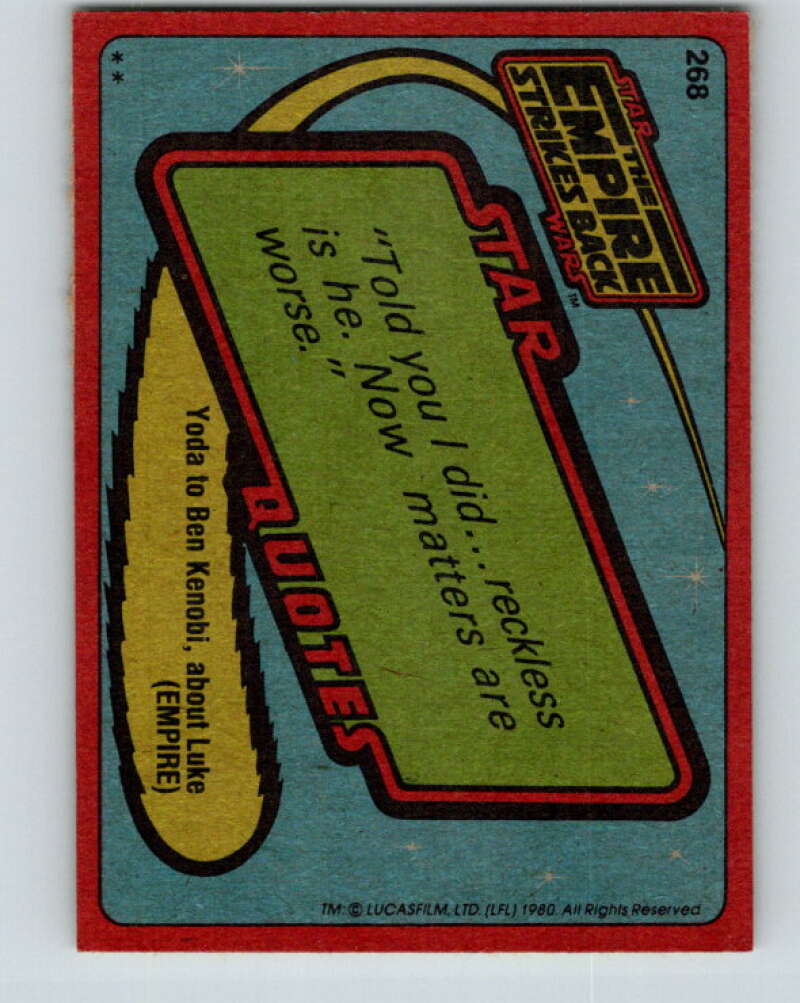 1980 Topps The Empire Strikes Back #268 Luke Skywalker V43600