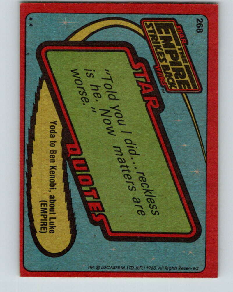 1980 Topps The Empire Strikes Back #268 Luke Skywalker V43602
