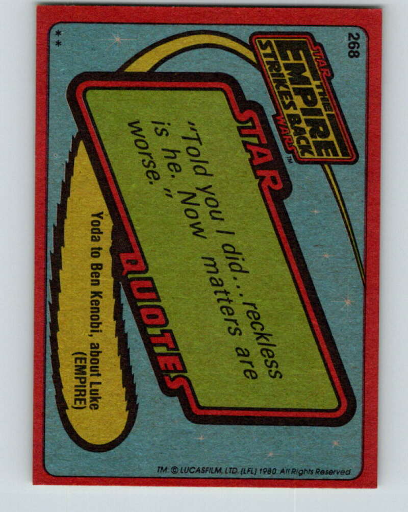 1980 Topps The Empire Strikes Back #268 Luke Skywalker V43603