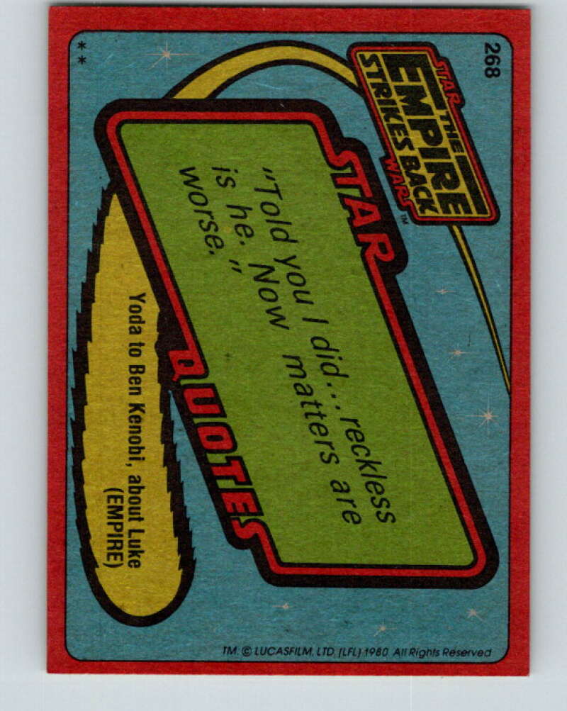 1980 Topps The Empire Strikes Back #268 Luke Skywalker V43604