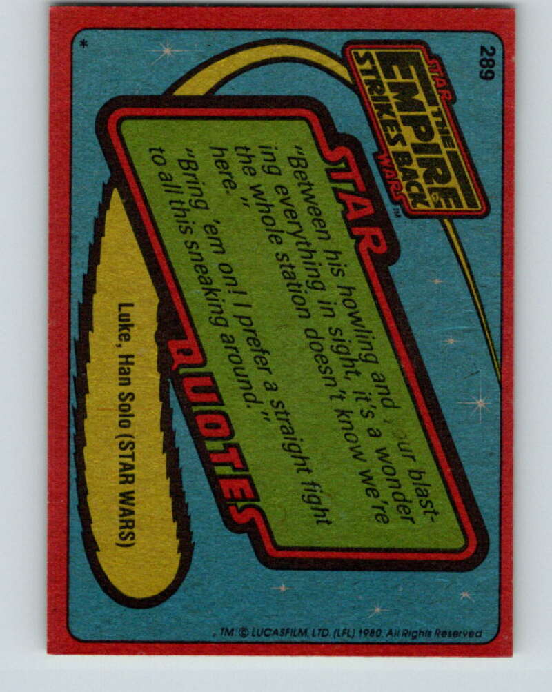 1980 Topps The Empire Strikes Back #289 Flight of the X-Wing V43726