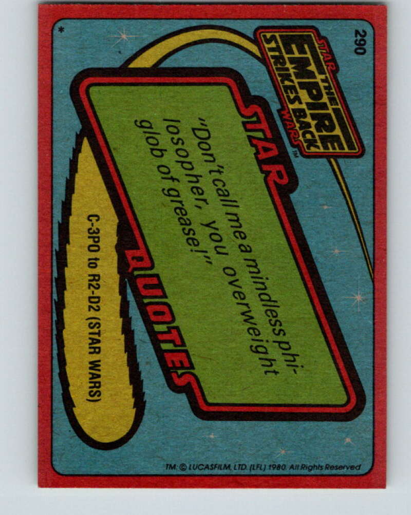 1980 Topps The Empire Strikes Back #290 Dodging Deadly Lasterblasts! V43731