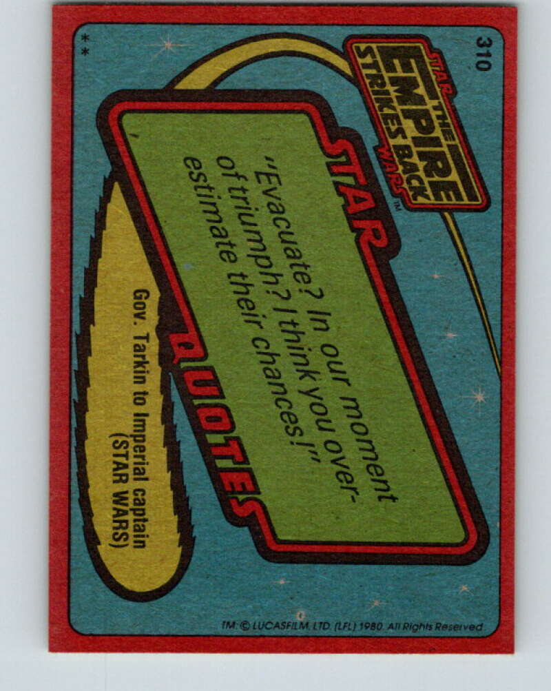 1980 Topps The Empire Strikes Back #310 Han on the Icy Wasteland V43847