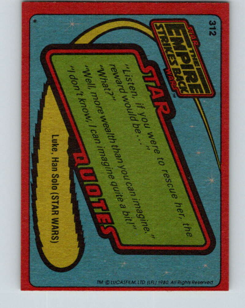 1980 Topps The Empire Strikes Back #312 Toward Tomorrow... V43855