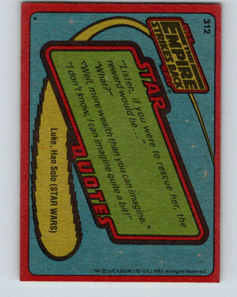 1980 Topps The Empire Strikes Back #312 Toward Tomorrow... V43859